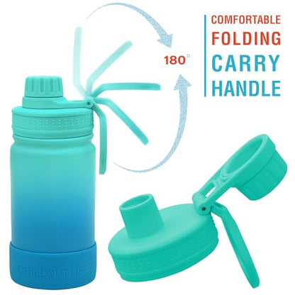 CHILLOUT LIFE 12oz Kids Insulated Stainless Steel Water Bottle with Leak Proof Spout Lid & 144 Stickers - color: Ocean Blue, style: 12 oz