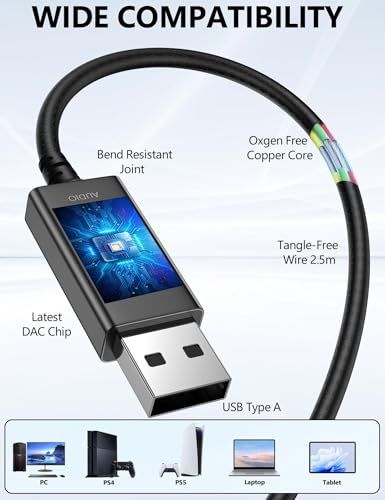 TOPAUX USB Headphone Over-Ear Hook 2.5M 8.2FT Computer Headset Black | Mute Mic USBA Earphone in-Ear Noise Cancel Wired Earbuds for Chromebook/Notebook/Teams for Zoom Office Laptop Desktop PC