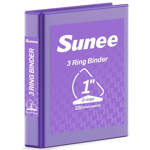 SUNEE 3 Ring Binder 1 Inch D Ring, Clear View Binder Three Ring PVC-Free (Fit 8.5x11 Inches) for School or Office Supplies, Dark Purple, 1 Pack - color: Dark Purple, size: 1 Inch, style: 1 Pack