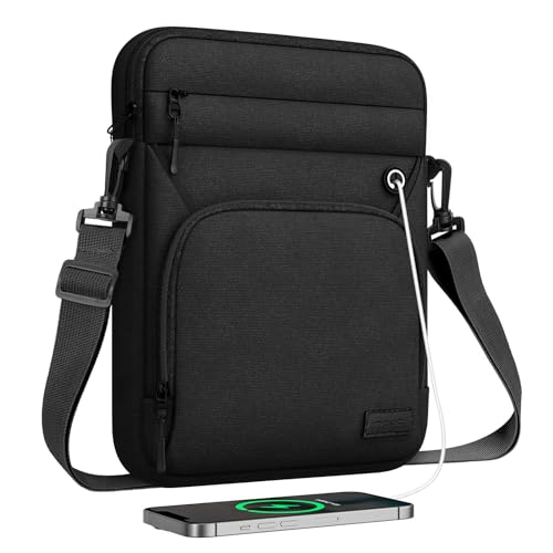 MoKo 13 Inch 360° Protective Tablet Sleeve Shoulder Bag with Earphone Hole | Fits iPad Pro 13-inch M5, iPad Air 13-inch M4, iPad Pro 12.9-inch and Galaxy Tab S9/S8 Plus 12.4-inch, Black - color: Black, style: 12.9 Inch