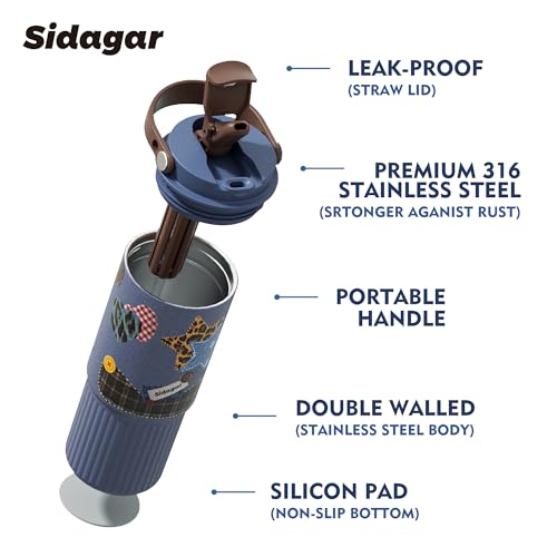 26oz Insulated Water Bottle with Straw and Spout Lid, 316 Stainless Steel, 24H Cold 12H Hot, 100% Leakproof Tumbler for Car Cup Holder Fitness Hiking Commute, Star Charm Denim Blue Aesthetic - color: Denim Blue