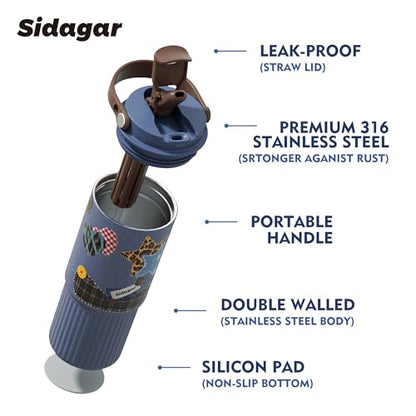 26oz Insulated Water Bottle with Straw and Spout Lid, 316 Stainless Steel, 24H Cold 12H Hot, 100% Leakproof Tumbler for Car Cup Holder Fitness Hiking Commute, Star Charm Denim Blue Aesthetic - color: Denim Blue
