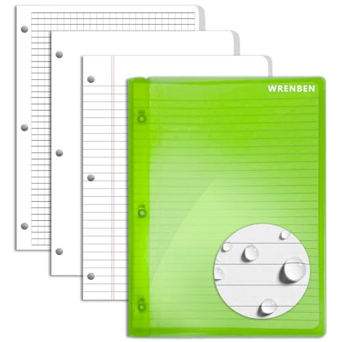 3 Ring Weatherproof Binder Notebook Kit with Waterproof Cover and 300 Pages All-Weather Loose Leaf Paper 8.5"x11" for Outdoor Tactical Field Camping Note (Green)