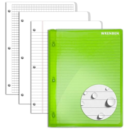 3 Ring Weatherproof Binder Notebook Kit with Waterproof Cover and 300 Pages All-Weather Loose Leaf Paper 8.5"x11" for Outdoor Tactical Field Camping Note (Green)