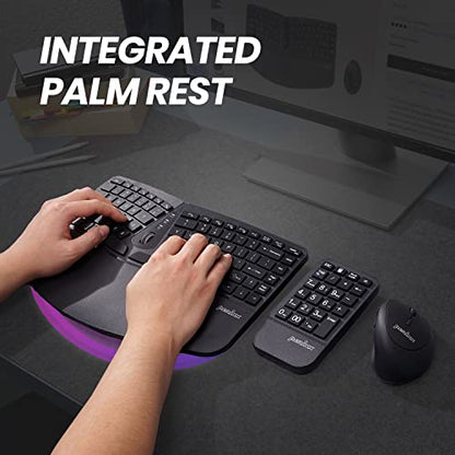 Perixx PERIDUO-606A, 3-in-1 Wireless Compact Ergonomic Keyboard with Vertical Mouse and Numeric Keypad - Adjustable Palm Rest - Tilt Wheel - Membrane Low Profile Keys - US English