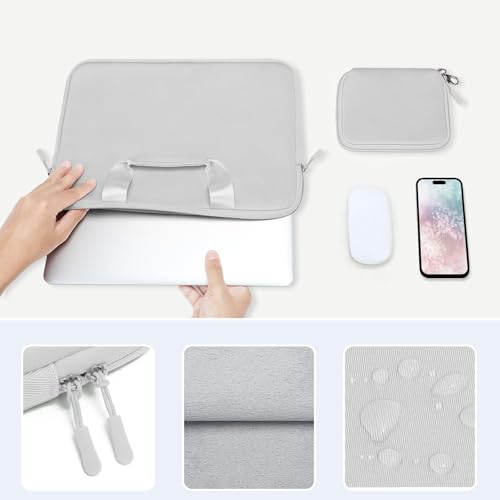 MOSISO Laptop Case 13.3 inch, 13-13.3 inch Laptop Sleeve Bag Compatible with MacBook Air/Pro 13 / Pro 14, HP Dell ASUS, Neoprene Carrying Computer Bag with Handle&Detachable Small Case, Gray - color: Gray, size: 13.3 inch