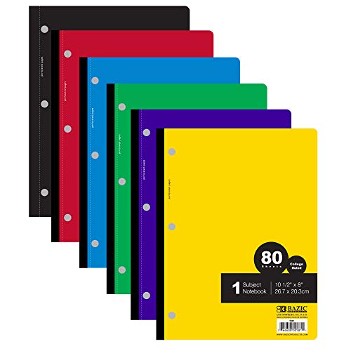 BAZIC PRODUCTS 1-Subject Wireless Notebook, College-Ruled, 80 Ct, 24-Case | 80 college-ruled sheets, flat glue-bound spine, 10.5 x 8 in, No wire to snag - size: 24-Pack