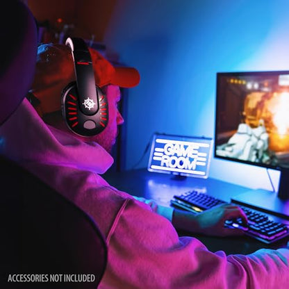 ENHANCE GX-H5 Gaming Headset with Microphone - Universal Gaming Headset for PS4, PS5, Xbox, PC, Switch with Adjustable Headband, Volume Controller, USB Sound-Isolating Earcups, Splitter Cable (Red) - color: Red