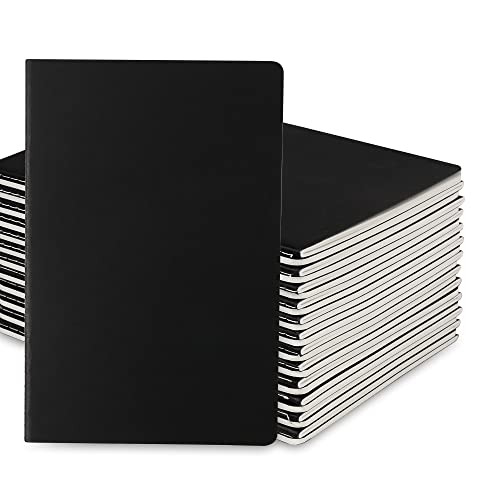 24 Pack College Ruled Notebook & Journal Bulk, Black Cover, Line Thick Paper, A5 Size, 5.5x8.3 inch, 60 Pages, Small Subject Note Pad Planner Set for Women Men Kids Traveler Student Office - color: Black, style: Black-24-Line