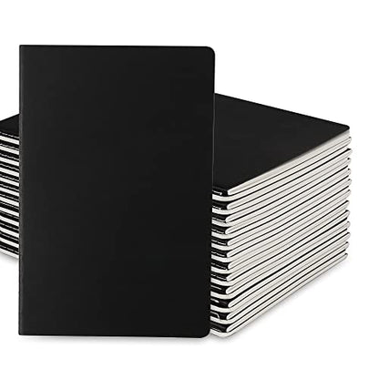 24 Pack College Ruled Notebook & Journal Bulk, Black Cover, Line Thick Paper, A5 Size, 5.5x8.3 inch, 60 Pages, Small Subject Note Pad Planner Set for Women Men Kids Traveler Student Office - color: Black, style: Black-24-Line