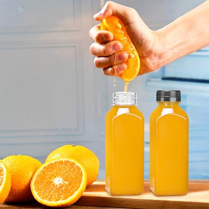 Leaflai Juice Bottles - 12oz Bottles with Lids, 6 pcs Plastic Juice Containers with Caps Reusable Drink Containers for Juice Milk Coffee Water Smoothie and Other Beverages Christmas gifts - size: 12oz