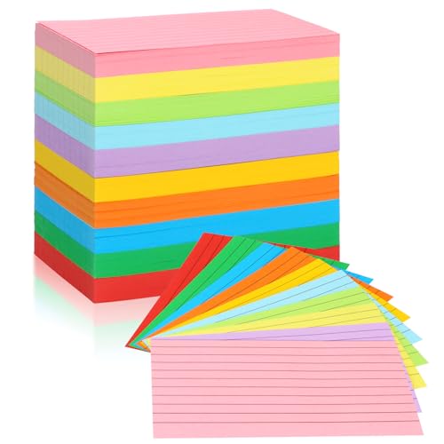Tecmisse Index Cards 3 x 5 Colored, 600 PCS Colorful Flash Index Card, Note cards, Study Cards, Flash Cards for Studying, Taking Notes, To Do List, 10 Colors