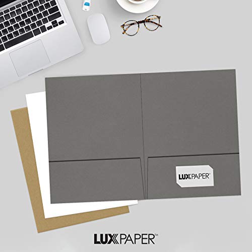 LUXPaper 9" x 12" Presentation Folders | Two Pocket | Smoke Gray | 100lb. Cover | 10 Qty - color: Smoke