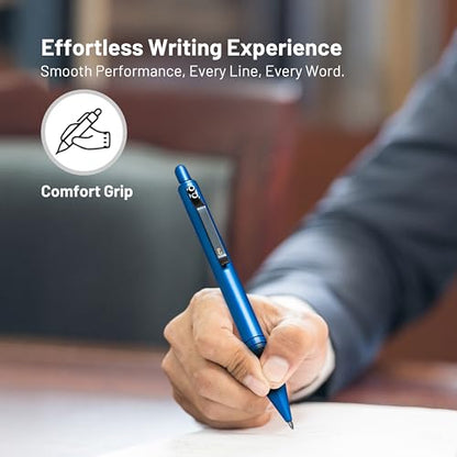 Everyman Aegean Grafton Full Click Refillable 0.7mm Gel Ink Pen | Sleek Anodized Aluminum EDC Pen with Deep Grooved Grip | Smooth Writing Pocket Pen for Office, Travel, Gifting & Daily Use - color: Aegean, style: Full Click