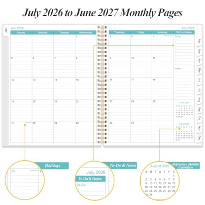 Daily Planner 2026-2027 Full Page Per Day- 2026-2027 Daily & Monthly Planner from July 2026 to June 2027, Day Planner 2026-27 with 12 Months Tabs, 8.5" x 11", Black Flowers - color: Black Flowers, size: 8.5" x 11"