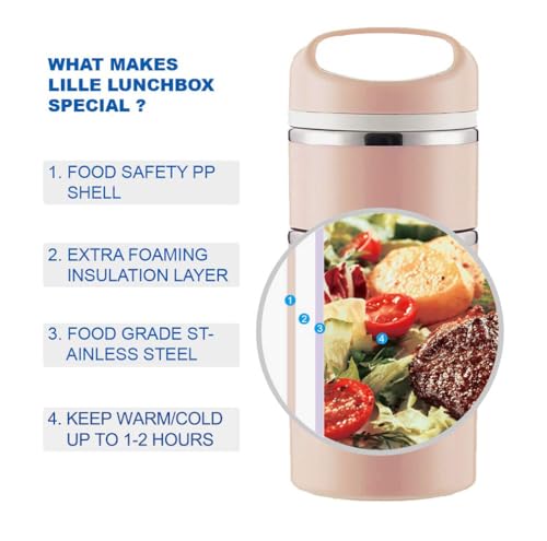 Lille Home Stackable Stainless Steel Thermal Compartment Lunch/Snack Box, 3-Tier Insulated Bento/Food Container with Lunch Bag, Utensils Set and Three Extra Seals, 43OZ (Gold with Utensils) - color: Gold with Utensils