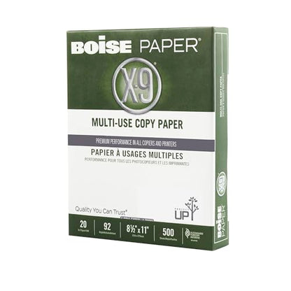 Boise Paper X-9 Multi-Use 3-Hole Punch Copy Paper – 10 Ream (5,000 Sheets) | 8.5" x 11" Letter | 92 Bright White - 20 lb. | OX-9001P-CTN - size: 10 Reams (5000 Sheets), style: 8.5 x 11, 3-Hole, 20 lb.