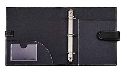 It's Academic Mini Executive Leather Portfolio Folder, 1" Ring Binder and 250-Sheet Capacity, Note Pads, and 5.5"" x 8.5" Documents, 2 Pen Loops, Black Faux Leather (98294) - color: Black, style: 8.5" x 9"