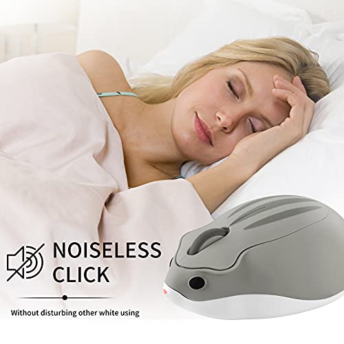 Bluetooth 5.1 Wireless Mouse,No Receiver Inside,Cute Animal Hamster Shape,M Size Silent Click Compatible with Android Tablet/MacBook/Chrome/Microsoft Surface/Windows 8.1 Above, Gray