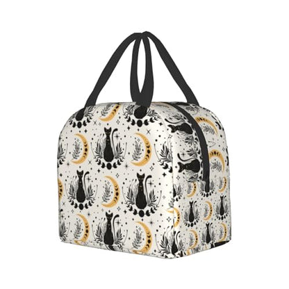 Nerxy Boho Cat Insulated Lunch Bag Cute Cats Magic Moon Witchy Lunch Box Containers Animal Reusable Soft Meal Tote Bag Kit Lunchbox for Women Kids Adults Work School Office Picnic Beach 8x5x8.5inch - color: boho cat