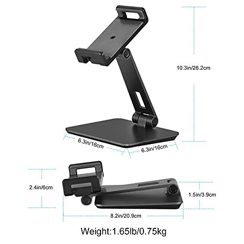 Tablet Stand Adjustable & Foldable, 360° Swivel Heavy Aluminum Tablet Holder for Desk, Compatible with iPad Pro/Air/Mini, Galaxy Tab, Surface Pro, Kindle Fire (7-13") (Dark Gray) - color: Dark Gray