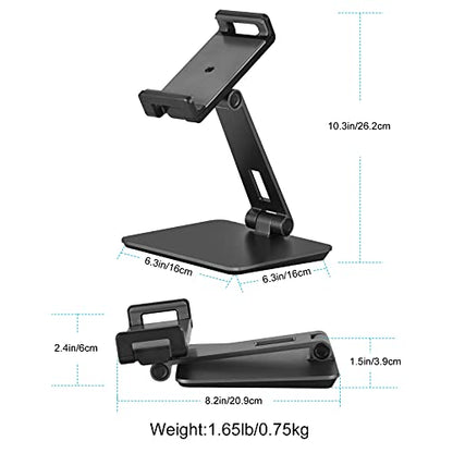 Tablet Stand Adjustable & Foldable, 360° Swivel Heavy Aluminum Tablet Holder for Desk, Compatible with iPad Pro/Air/Mini, Galaxy Tab, Surface Pro, Kindle Fire (7-13") (Dark Gray) - color: Dark Gray