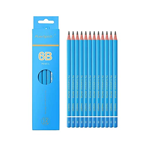 Sketch Pencils for Drawing 6B, 12pcs Professional Art Drawing Pencils for Shading, Sketching & Doodling | Graphite Pencil for Artists & Beginners - style: 6B 12pcs