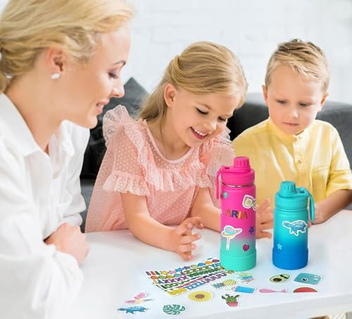 CHILLOUT LIFE 17oz Kids Insulated Stainless Steel Water Bottle with Leak Proof Spout Lid & 144 Stickers - color: Black, style: 17 oz