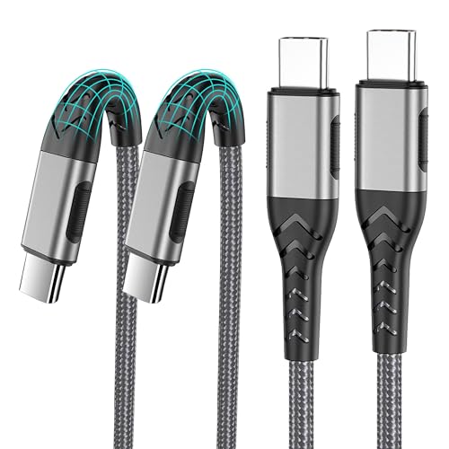 Durcord USB C to USB C Cable, 2Pack 100W 6ft USB C Charger Cable Fast Charging for Android/Phone/Pad, Type C to Type C Charger Braided USB Cable Compatible withi Phone 15 Pro Plus Max Silver - color: Silver, size: 6ft