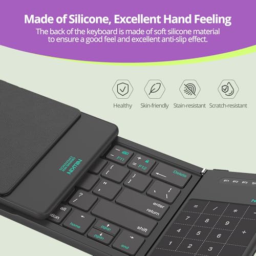Nillkin Pocket Foldable Keyboard with Touchpad & Wireless Bluetooth, Portable Travel Keyboard for Home or Mobile Office Replaces Keypads and Mouse Combo, Compatible with iPad, Laptop, Tablet - Black - color: Black