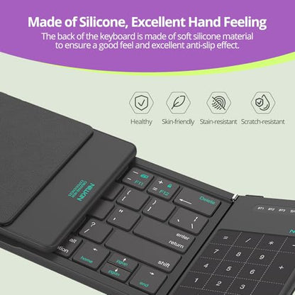 Nillkin Pocket Foldable Keyboard with Touchpad & Wireless Bluetooth, Portable Travel Keyboard for Home or Mobile Office Replaces Keypads and Mouse Combo, Compatible with iPad, Laptop, Tablet - Black - color: Black