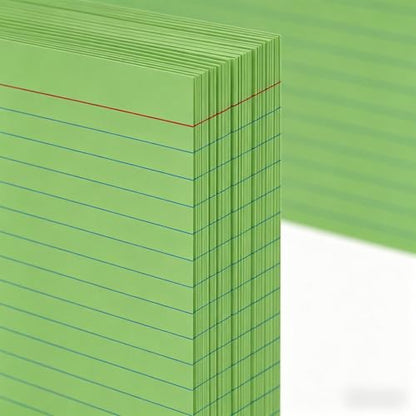 5x7 Green Flash Cards (100 Pack), Heavyweight 160gsm Green Index Cards for Teachers — College Ruled & Blank Back, Large Lined Note Cards for Classroom Activities & Lesson Planning - color: Green