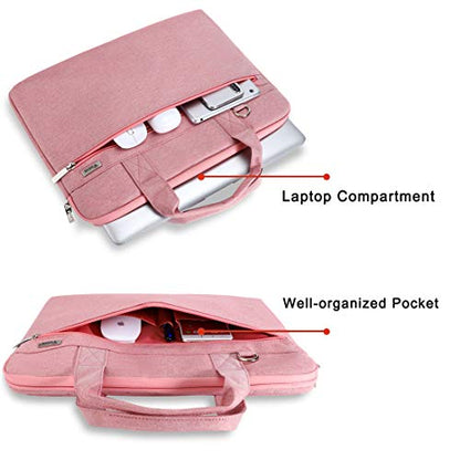 Voova Laptop Bag 17 17.3 Inch, 360° Protective Laptop Case Sleeve with Shoulder Strap Compatible with 17-18 Inch Lenovo Asus Acer Dell Hp, Waterproof Computer Bag Slim Briefcase for Women, Pink - color: Pink, size: 17-17.3 inch