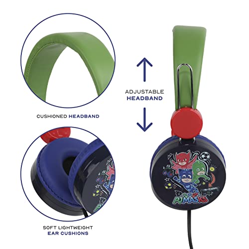PJ Masks Over The Ear Headphones HP1-01057 | Soft and Cushioned Ear Pieces to Fit Any Size, Adjustable Headband Headphones, Great Sound, Volume Limiting Technology - color: PJ Masks