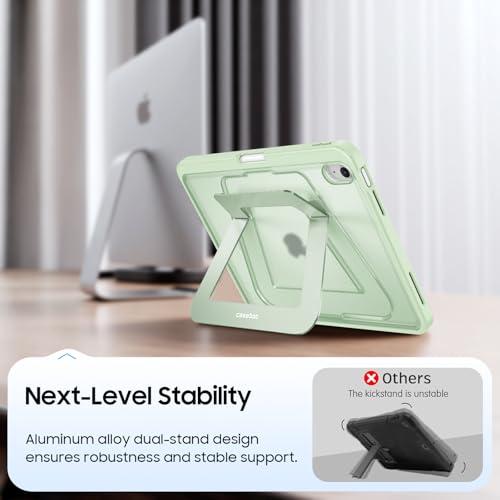 Fintie Shockproof Case for iPad (A16) 11th Generation 11 Inch (2025), iPad 10th Generation 10.9 Inch (2022) - [Built-in Pencil Holder] Slim Frosted Hard Cover with Multi-Angle Kickstand, Green - color: Green