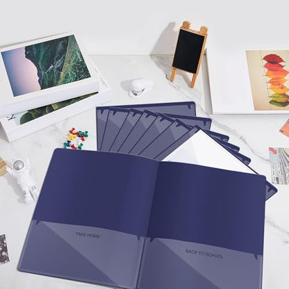 Henoyso 72 Pcs Plastic Take Home Folders with 2 Pockets Parent Teacher Classroom Communication Homework Folder for Students Parent Teacher Connect (Navy Blue) - color: Navy Blue