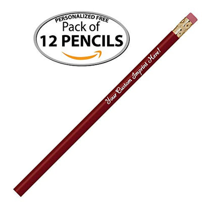 Express Pencils™ Personalized Pencils Round Custom Imprinted with your Name - Text - Logo - Message- 12 pkg - Customizable/Personalization/Great Gift Idea (Burgundy) - color: Burgundy