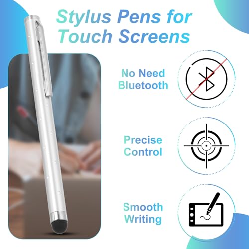 PATIKIL Stylus Pens for Touch Screens, 6 Pcs High Precision Universal Bling Stylus Crystal Metal Capacitive Pen for Touch Screen Devices Phone Tablets Laptop, Silver - color: Silver