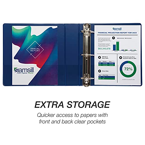 Samsill Durable 2 inch 3 Ring Binder, D Ring Binder, 100% Recycled Chipboard, Blue - color: Blue, size: 1 Pack, style: 2 Inch