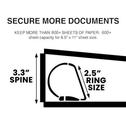 3 Ring Binder, Professional Angle D Ring Binder 5 Inch, Presentation Folder for Standard Pages 8.5 x 11 with Pockets, Crystal Clear View White (Black, 2 Inch) - color: Black, size: 2 Inch