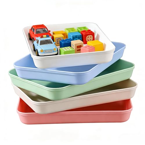 5Pcs Large Activity Plastic Art Trays, 15.2 x 10.6 x 1.6In, Kid's Activity Tray,Bin Letter Size Paper Tray for Classroom Stackable File Organizer for School Office Teacher Book Organization（Colorful）