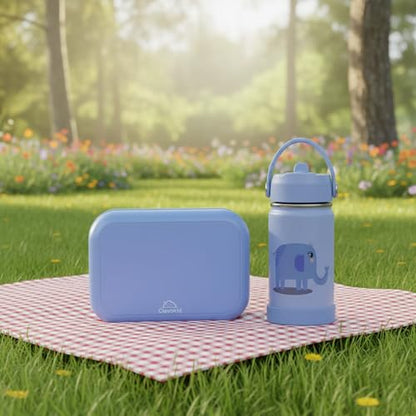 Bento Midi Lunch Box with carrying handle – 4 No-Mix Compartments | Microwave & Dishwasher Safe,Removable Tray | 900ML OZ (Blue Dark Ice) - color: Blue Dark Ice