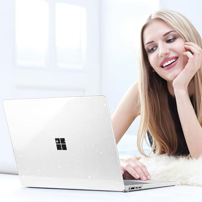 Batianda Glitter Case for Surface Laptop 13.8 Inch 2024-2026, Starry Clear | Fits Surface Laptop 7th/8th for Business, Subtle Glitter Mist Finish, 1.2mm Lightweight Ultra-Slim Hard Shell 4-in-1 Bundle - color: Bling Clear