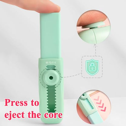 M&G 4+1 Pack Rubber Erasers Sliding Retractable Eraser, Soft Cute Erasers Push Pull Large Pencil Eraser with Plastic Sleeve 4 Refill Eraser for Students Kids, School Office Home Supplies (Green) - color: Green