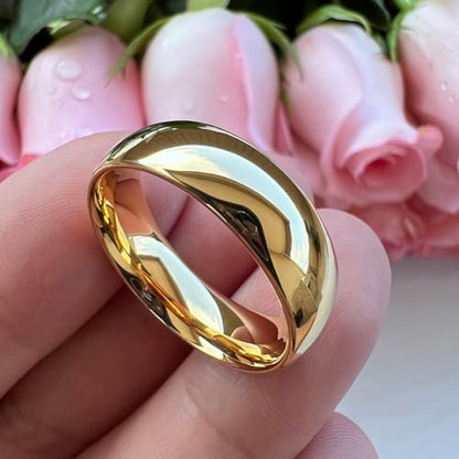 TUTISS 3mm 4mm 5mm 6mm 7mm 8mm 10mm Silver/Gold Tungsten Rings for Men Women Couple Fashion Jewelry Engagement Wedding Bands Domed Polished Comfort Fit - color: 7mm Gold Tungsten
