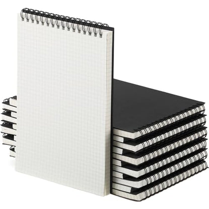 Engrowtic 6 Pack Graph Paper Spiral Notepad A5 Top Wirebound Notepad Grid Notebook Steno Pad Memo Notebook Grid Paper 140 Pages for Writing Sketching Drawing Office Supply (Black) - color: Black