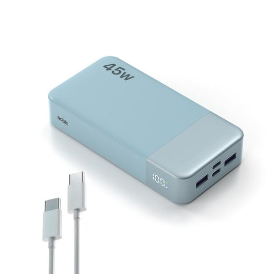 NOBIS Portable Charger, 20000mAh Power Bank, 45W Power Bank Fast Charging, Battery Pack with C to C Cable, Battery Bank with Digital Display for iPhone Android Laptop et(Light Blue) - color: Light Blue
