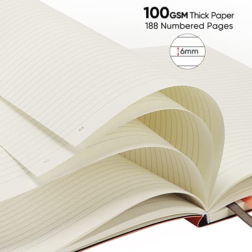 Business Journals 2 PACK - B5 College Ruled Notebook Large Soft Cover Journal with 100gsm Thick Lined Paper,376 Numbered Pages,7.6" X 10",Inner Pocket - Black Orange - color: Black-Orange