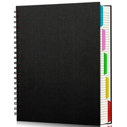 EUSOAR 5 Subject Notebook College Ruled, 1 Pack A4 11" x 8-1/2", 100GSM Line Paper,120 Sheets/ 240 Pages, Thick Hardcover Large Journal Notebooks with Dividers for School Office Note Taking Travel - color: Black, size: A4-1Pack