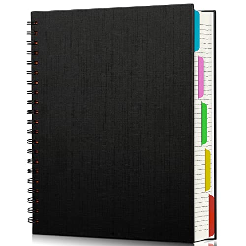 EUSOAR 5 Subject Notebook College Ruled, 1 Pack A4 11" x 8-1/2", 100GSM Line Paper,120 Sheets/ 240 Pages, Thick Hardcover Large Journal Notebooks with Dividers for School Office Note Taking Travel - color: Black, size: A4-1Pack